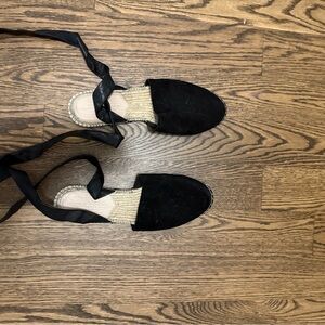 Loeffler Randall Chic Black Espadrilles with Ribbon Detail